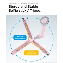 Spigen selfie stick S570W tripod MagSafe z Bluetooth różowy