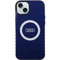 Audi nakładka do iPhone 15 Plus 6,7&quot niebieska IML Big Logo MagSafe Case