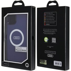 Audi nakładka do iPhone 15 Plus 6,7&quot niebieska IML Big Logo MagSafe Case