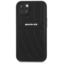 AMG nakładka do iPhone 13 6,1&quot AMHCP13MOSDBK czarna hard case Leather Curved Lines MagSafe