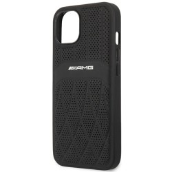 AMG nakładka do iPhone 13 6,1&quot AMHCP13MOSDBK czarna hard case Leather Curved Lines MagSafe