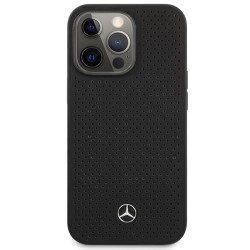 Mercedes nakładka do iPhone 14 Pro 6,1&quot MEHCP14LDELBK czarna hard case Leather Perforated