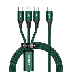 Baseus kabel 3w1 Rapid PD USB-C - micro USB + Lightning + USB-C 1,5m zielony 20W