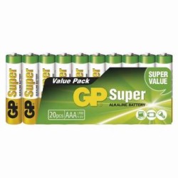 Bateria alkaliczna, AAA, 1.5V, GP, folia, 20-pack, Super
