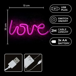 Neon LED LOVE różowy Bat + USB FLNEO5 Forever Light