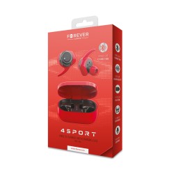 Forever słuchawki Bluetooth 4Sport TWE-300 czerwone z etui ładującym