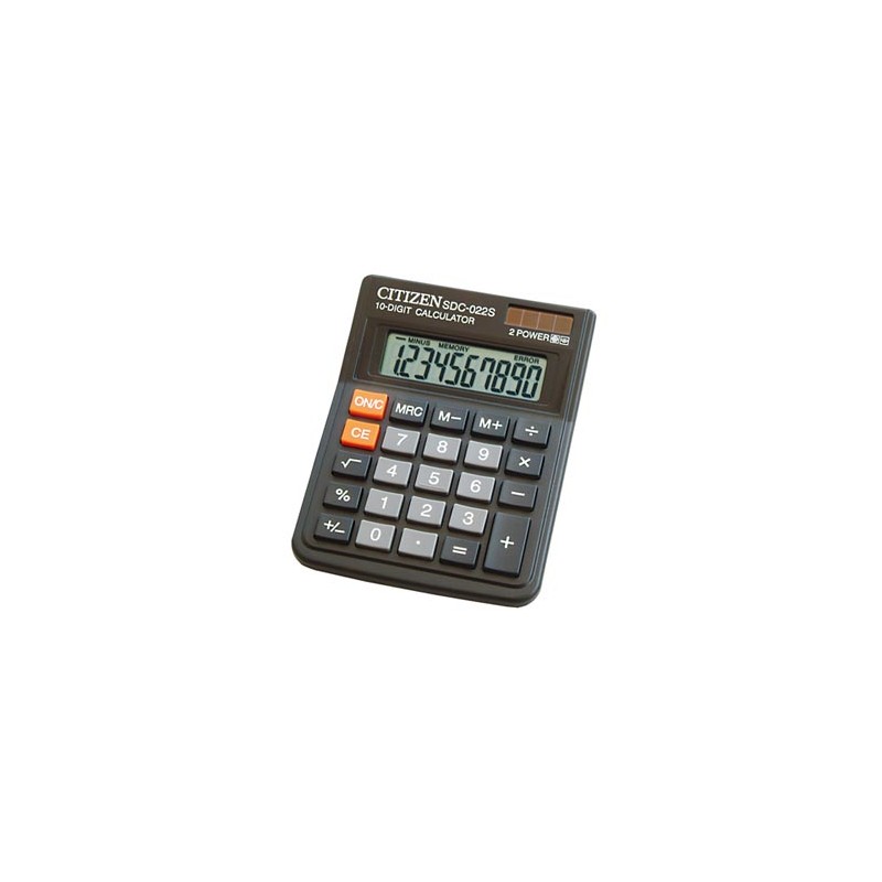 Citizen Kalkulator SDC022SR, czarna, biurkowy, 10 miejsc, podwójne zasilanie