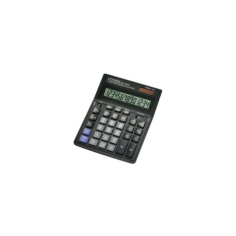 Citizen Kalkulator SDC554S, czarna, stołowy, 14 miejsc, podwójne zasilanie