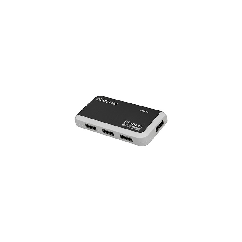USB (2.0) hub 4-port, Quadro Infix, czarno-szara, Defender, wskaźnik LED, kompaktowy rozmiar