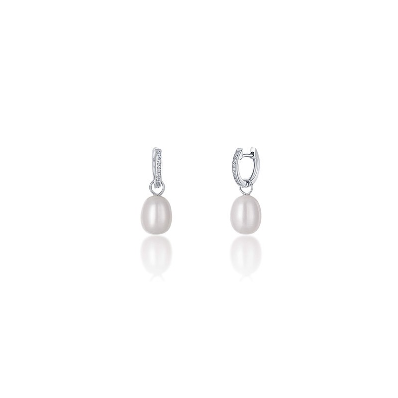 Srebrne kolczyki z prawdziwą perłą i cyrkoniami Jwl Luxury Pearls, 3w1