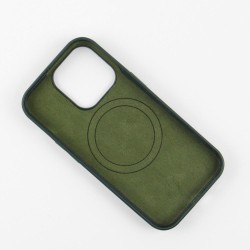 Nakładka Mag Leather do iPhone 14 6,1&quot ciemnozielona