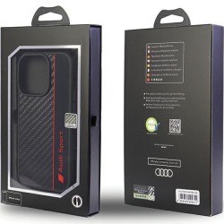 Audi nakładka do iPhone 14 Pro 6,1&quot AUS-TPUPCIP14P-R8/D1-BK czarna hardcase Carbon Fiber Stripe