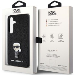 Karl Lagerfeld nakładka do Samsung Galaxy S24 Plus KLHCS24MGKNPSK czarna HC IKONIK FIXED GLITTER IKONIK LOGO METAL PIN