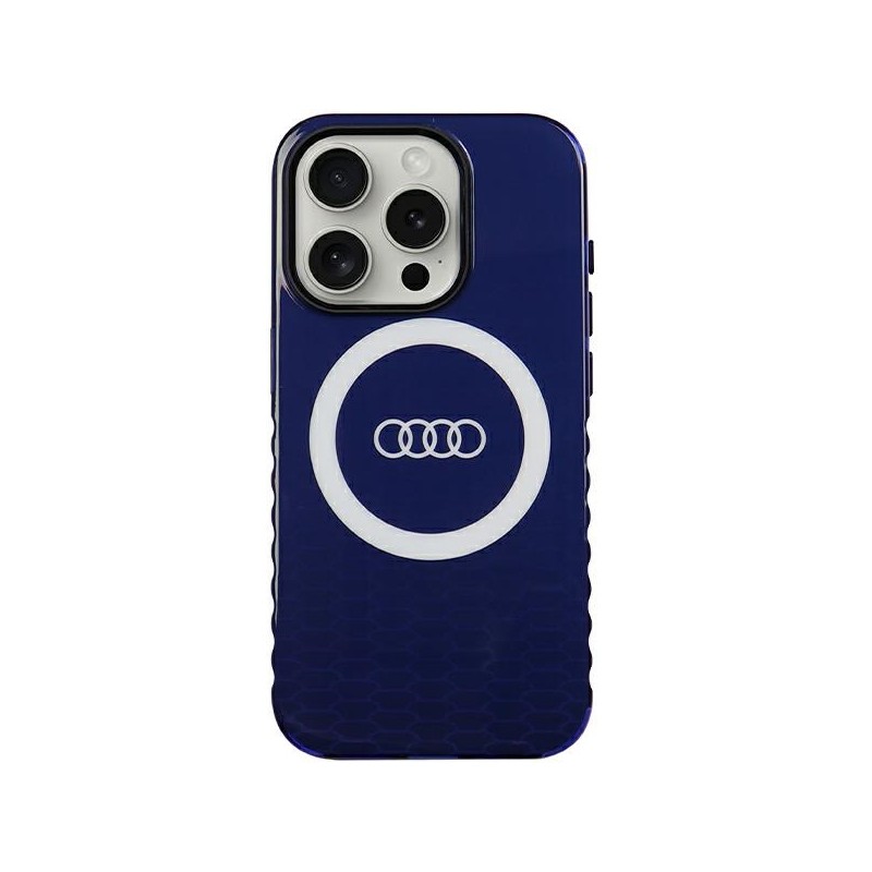Audi nakładka do iPhone 15 Pro 6,1&quot niebieska IML Big Logo MagSafe Case
