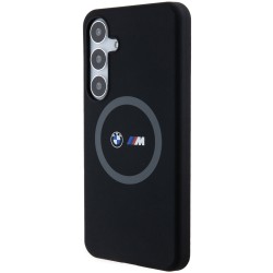 BMW nakładka do Samsung Galaxy S24+ czarna M Silicone Printed Ring MagSafe