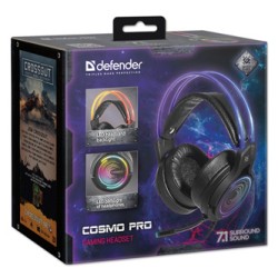 Defender Cosmo Pro RGB Gaming Headset, słuchawki z mikrofonem, przewodowa, czarna, 7.1 (virtual), 50 mm przetworniki typ USB
