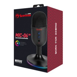 Marvo, gamingowy mikrofon, MIC-06, czarny, Podświetlenie RGB, wejście słuchawkowe, EOL