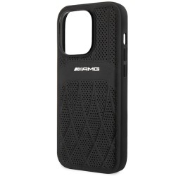 AMG nakładka do iPhone 14 Pro 6,1&quot AMHMP14LOSDBK czarna hard case Leather Curved Lines MagSafe