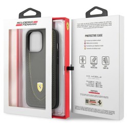 Ferrari nakładka do iPhone 13 Pro 6,1&quot FEHCP13LRGOG czarna hard case Leather Curved Line