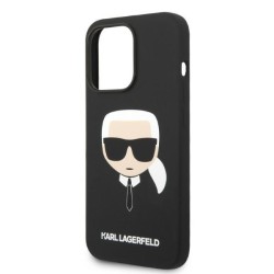 Karl Lagerfeld nakładka do iPhone 14 Pro 6,1&quot KLHMP14LSLKHBK czarna hardcase Silicone Karl`s Head Magsafe