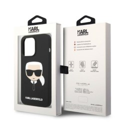 Karl Lagerfeld nakładka do iPhone 14 Pro 6,1&quot KLHMP14LSLKHBK czarna hardcase Silicone Karl`s Head Magsafe