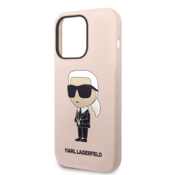 Karl Lagerfeld nakładka do iPhone 14 Pro 6,1&quot KLHMP14LSNIKBCP różowa hardcase Silicone Ikonik Magsafe