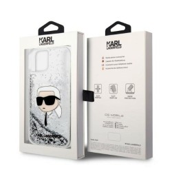Karl Lagerfeld nakładka do iPhone 14 Pro 6,1&quot KLHCP14LLNKHCH srebrna hardcase Liquid Glitter NFT Karl's Head