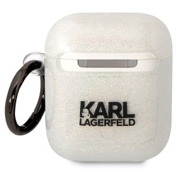 Karl Lagerfeld etui do Airpods 1 / 2 KLA2HNKCTGT transparentne Gliter Karl&Choupette