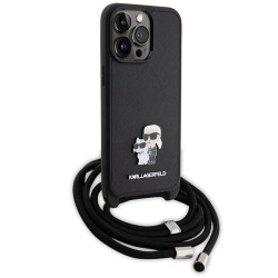 Karl Lagerfeld nakładka do iPhone 15 Pro Max 6,7&quot KLHCP15XSAKCPSK czarna HC Saffiano KC Metal Pin Crossbody