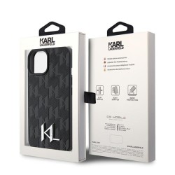 Karl Lagerfeld nakładka do iPhone 15 6,1&quot KLHCP15SPKLPKLK czarna HC Hot Stamp Monogram KL Metal Logo
