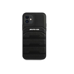 AMG nakładka do iPhone 12 Pro Max 6,7&quot AMHCP12LGSEBK czarna hardcase Leather Debossed Lines