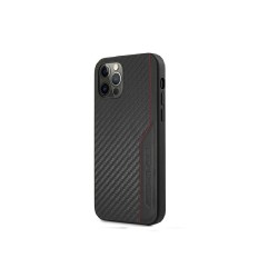AMG nakładka do iPhone 12 / 12 Pro 6,1&quot AMHCP12MDEBK czarna hardcase Leather & Carbon Red Stitching