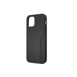 AMG nakładka do iPhone 12 / 12 Pro 6,1&quot AMHCP12MDEBK czarna hardcase Leather & Carbon Red Stitching