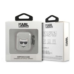 Karl Lagerfeld etui do Airpods KLA2UCHGS srebrne Glitter Choupette