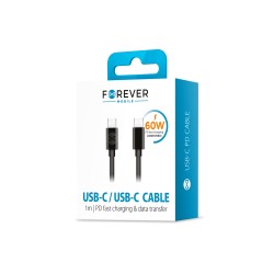Forever kabel USB-C - USB-C 1,0 m 60W czarny