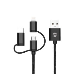Forever kabel 3w1 USB - Lightning + USB-C + microUSB 1,0 m 1,5A czarny