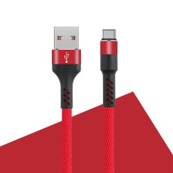 Maxlife kabel MXUC-01 USB - USB-C 1,0 m 2A czerwony nylonowy
