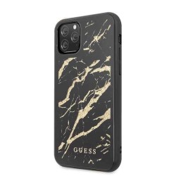 Guess nakładka do iPhone 11 Pro GUHCN58MGGBK czarne hard case Gold Glitter Marble