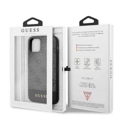 Guess nakładka do iPhone 11 GUHCN61G4GLGR szare hard case 4G PU Metal Logo