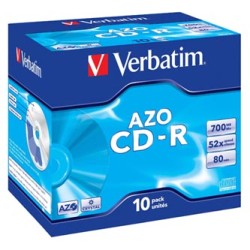 Verbatim CD-R, 43327, AZO Crystal, 10-pack, 700MB, 52x, 80min., 12cm, bez możliwości nadruku, jewel box, do archiwizacji danyc
