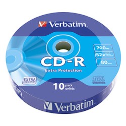 Verbatim CD-R, 43725, Extra Protection, 10-pack, 700MB, 52x, 80min., 12cm, bez możliwości nadruku, wrap, do archiwizacji danyc