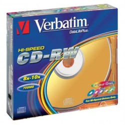 Verbatim CD-RW, 43167, SERL High-Speed Colour, 5-pack, 700MB, 12x, 80min., 12cm, bez możliwości nadruku, slim box, do archiwiz