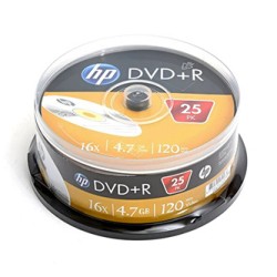 HP DVD+R, 69329, DRE00025-3, 4.7GB, 16x, cake box, 25-pack, bez możliwości nadruku, 12cm, do archiwizacji danych