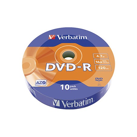 Verbatim DVD-R, Matt Silver, 43729, 4.7GB, 16x, cake box, 10-pack, bez możliwości nadruku, 12cm, do archiwizacji danych