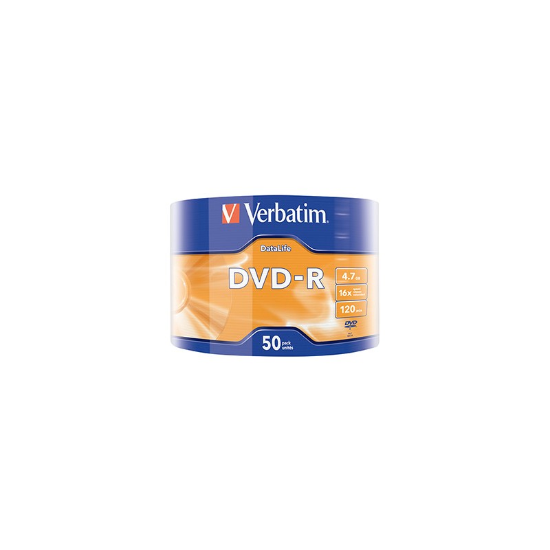Verbatim DVD-R, Matt Silver, 43791, 4.7GB, 16x, wrap, 50-pack, bez możliwości nadruku, 12cm, do archiwizacji danych