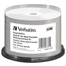 Verbatim DVD-R, Wide Printable Waterproof No ID Brand, 43734, 4.7GB, 16x, spindle, 50-pack, 12cm, do archiwizacji danych