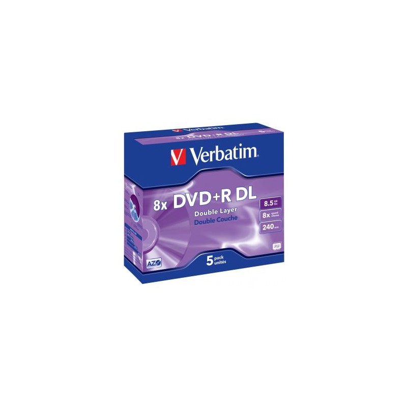 Verbatim DVD+R DL, Double Layer Matt Silver, 43541, 8.5GB, 8x, jewel box, 5-pack, bez możliwości nadruku, 12cm, do archiwizacj