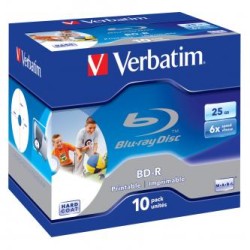 Verbatim BD-R, Single Layer Printable ScratchGuard Plus, 25GB, jewel box, 43713, 6x, 10-pack, do archiwizacji danych