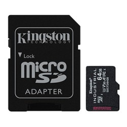 Kingston karta pamięci Industrial C10, 64GB, micro SDxc, SDCIT2/64GB, UHS-I U3 (Class 10), pSLC karta + adapter, V30, A1