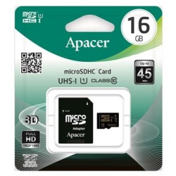 Apacer Karta pamięci Secure Digital Card U1, 16GB, micro SDHC, AP16GMCSH10U1-R, UHS-I U1 (Class 10), z adapterm